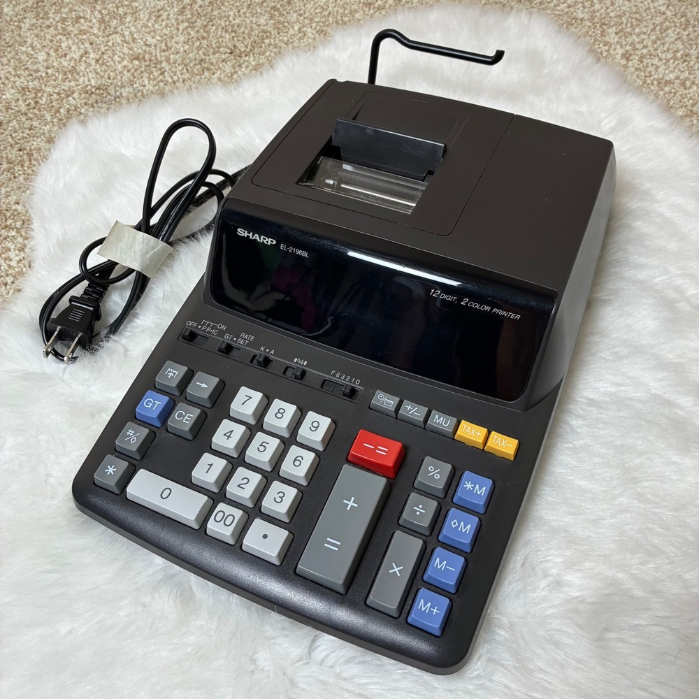 Sharp EL-2196BL Printing Calculator 12 Digit 2 Color Printer Black Tested